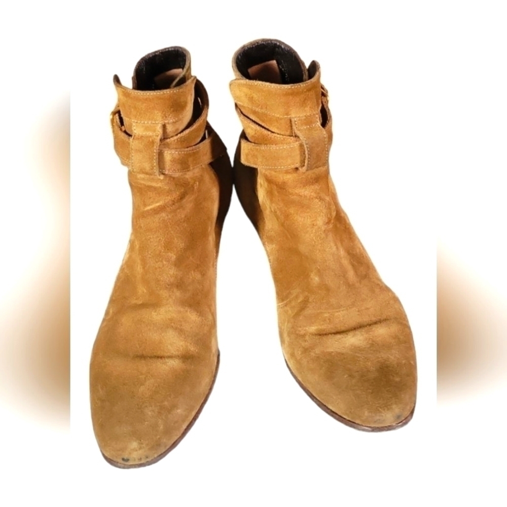 Saint Laurent Sotto Leather Suede Almond Toes 2" Heels Ankle Bootie Sz 35 1/2